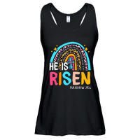 He Is Risen Leopard Rainbow Christian Jesus Happy Easter Day Ladies Essential Flowy Tank