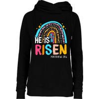 He Is Risen Leopard Rainbow Christian Jesus Happy Easter Day Womens Funnel Neck Pullover Hood