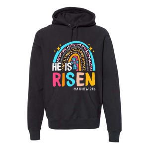 He Is Risen Leopard Rainbow Christian Jesus Happy Easter Day Premium Hoodie