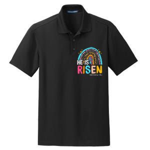 He Is Risen Leopard Rainbow Christian Jesus Happy Easter Day Dry Zone Grid Polo