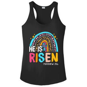 He Is Risen Leopard Rainbow Christian Jesus Happy Easter Day Ladies PosiCharge Competitor Racerback Tank