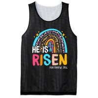 He Is Risen Leopard Rainbow Christian Jesus Happy Easter Day Mesh Reversible Basketball Jersey Tank