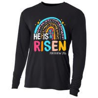 He Is Risen Leopard Rainbow Christian Jesus Happy Easter Day Cooling Performance Long Sleeve Crew