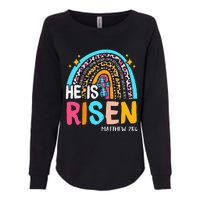 He Is Risen Leopard Rainbow Christian Jesus Happy Easter Day Womens California Wash Sweatshirt