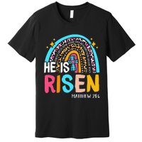 He Is Risen Leopard Rainbow Christian Jesus Happy Easter Day Premium T-Shirt