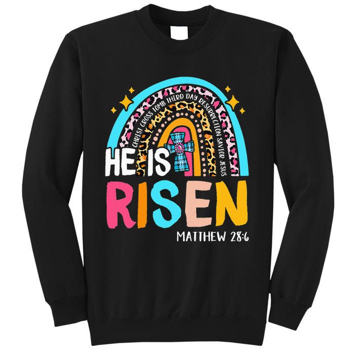 He Is Risen Leopard Rainbow Christian Jesus Happy Easter Day Tall Sweatshirt