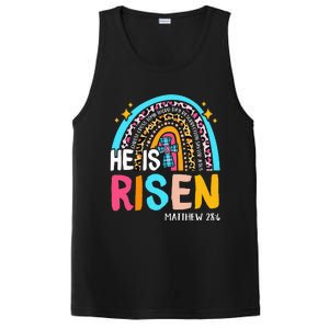 He Is Risen Leopard Rainbow Christian Jesus Happy Easter Day PosiCharge Competitor Tank