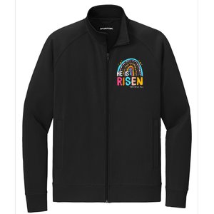 He Is Risen Leopard Rainbow Christian Jesus Happy Easter Day Stretch Full-Zip Cadet Jacket