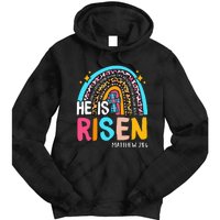 He Is Risen Leopard Rainbow Christian Jesus Happy Easter Day Tie Dye Hoodie