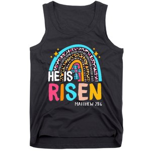 He Is Risen Leopard Rainbow Christian Jesus Happy Easter Day Tank Top