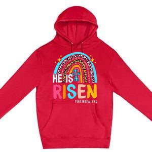 He Is Risen Leopard Rainbow Christian Jesus Happy Easter Day Premium Pullover Hoodie