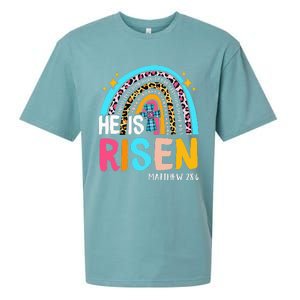 He Is Risen Leopard Rainbow Christian Jesus Happy Easter Day Sueded Cloud Jersey T-Shirt