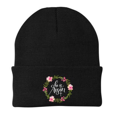 He is Risen Jesus Christian Happy Easter Floral Wreath Beanie