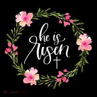 He is Risen Jesus Christian Happy Easter Floral Wreath Drawstring Bag