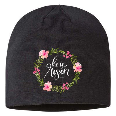 He is Risen Jesus Christian Happy Easter Floral Wreath Sustainable Beanie