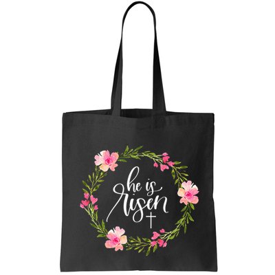 He is Risen Jesus Christian Happy Easter Floral Wreath Bag