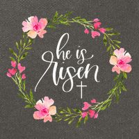 He is Risen Jesus Christian Happy Easter Floral Wreath Cotton Canvas Backpack