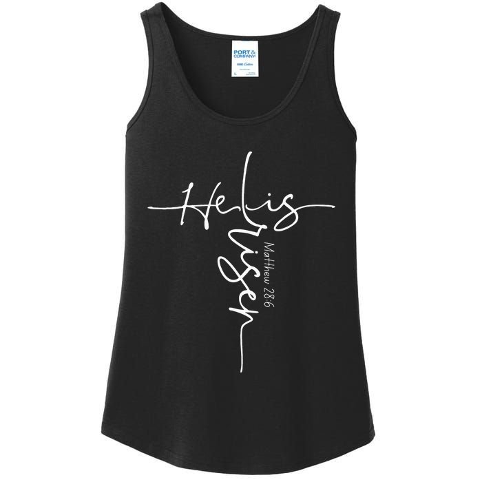 He Is Risen Christian Easter Cross Mem Mom Gift Ladies Essential Tank