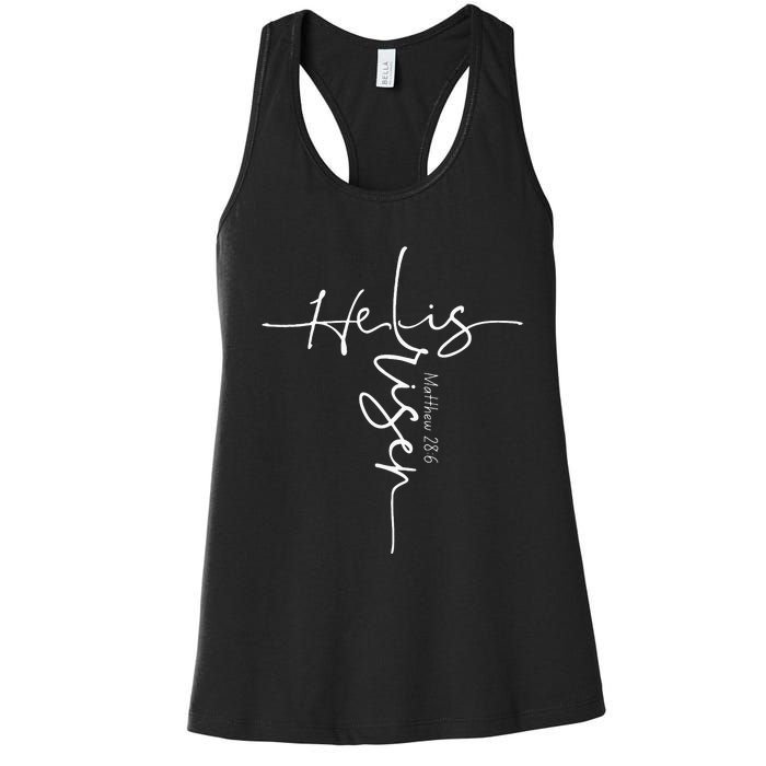 He Is Risen Christian Easter Cross Mem Mom Gift Women's Racerback Tank