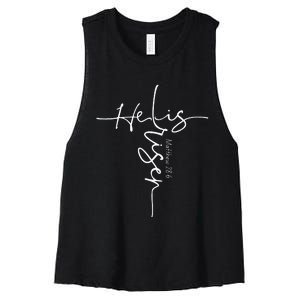 He Is Risen Christian Easter Cross Mem Mom Gift Women's Racerback Cropped Tank