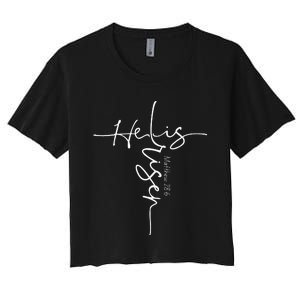 He Is Risen Christian Easter Cross Mem Mom Gift Women's Crop Top Tee