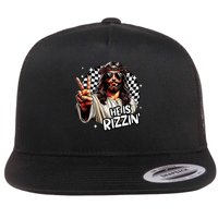 He Is Rizzin' Jesus Christian Happy Easter Hunt Eggs Funny Flat Bill Trucker Hat