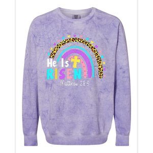 He Is Risen Matthew 28 6 Christian Rainbow Easter Colorblast Crewneck Sweatshirt