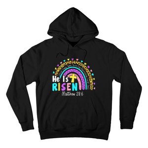 He Is Risen Matthew 28 6 Christian Rainbow Easter Hoodie