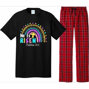 He Is Risen Matthew 28 6 Christian Rainbow Easter Pajama Set