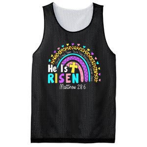 He Is Risen Matthew 28 6 Christian Rainbow Easter Mesh Reversible Basketball Jersey Tank