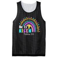 He Is Risen Matthew 28 6 Christian Rainbow Easter Mesh Reversible Basketball Jersey Tank