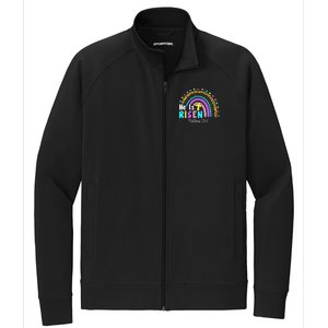 He Is Risen Matthew 28 6 Christian Rainbow Easter Stretch Full-Zip Cadet Jacket