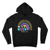 He Is Risen Matthew 28 6 Christian Rainbow Easter Tall Hoodie