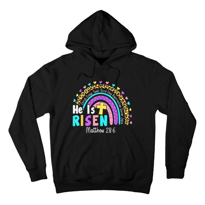 He Is Risen Matthew 28 6 Christian Rainbow Easter Tall Hoodie