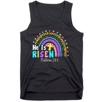 He Is Risen Matthew 28 6 Christian Rainbow Easter Tank Top