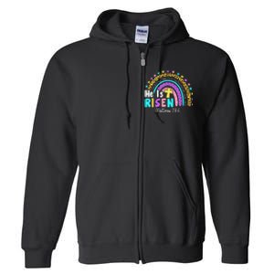 He Is Risen Matthew 28 6 Christian Rainbow Easter Full Zip Hoodie