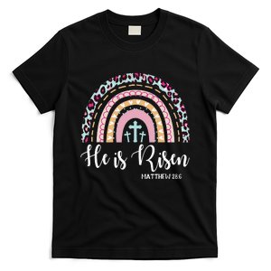 He Is Risen Rainbow Leopard Happy Easter Day Christian Jesus T-Shirt