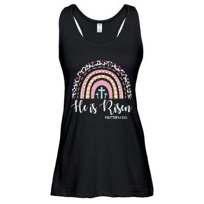 He Is Risen Rainbow Leopard Happy Easter Day Christian Jesus Ladies Essential Flowy Tank