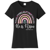 He Is Risen Rainbow Leopard Happy Easter Day Christian Jesus Women's T-Shirt