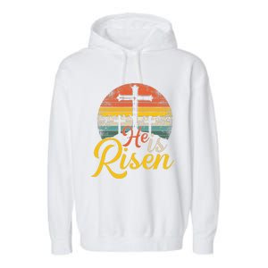 He Is Risen Christian Easter Jesus Garment-Dyed Fleece Hoodie