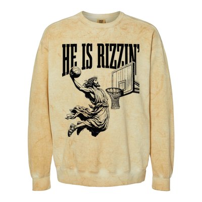 He Is Rizzin Basketball Christian Religious Colorblast Crewneck Sweatshirt