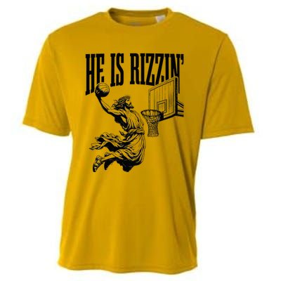 He Is Rizzin Basketball Christian Religious Cooling Performance Crew T-Shirt