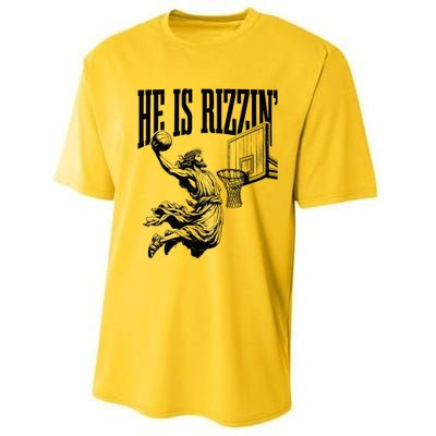 He Is Rizzin Basketball Christian Religious Performance Sprint T-Shirt