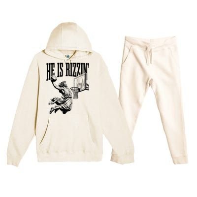 He Is Rizzin Basketball Christian Religious Premium Hooded Sweatsuit Set