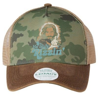 He Is Rizzin Funny Cute Jesus Bunny Easter Christian Boy Legacy Tie Dye Trucker Hat