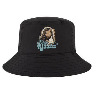 He Is Rizzin Funny Cute Jesus Bunny Easter Christian Boy Cool Comfort Performance Bucket Hat