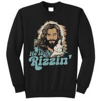 He Is Rizzin Funny Cute Jesus Bunny Easter Christian Boy Sweatshirt