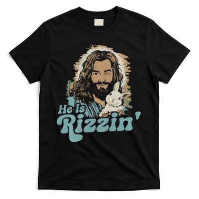 He Is Rizzin Funny Cute Jesus Bunny Easter Christian Boy T-Shirt