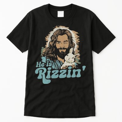 He Is Rizzin Funny Cute Jesus Bunny Easter Christian Boy Tall T-Shirt
