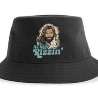 He Is Rizzin Funny Cute Jesus Bunny Easter Christian Boy Sustainable Bucket Hat